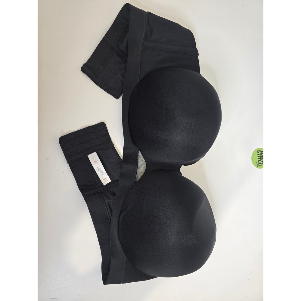 Cacique Strapless Bra Womens 44DD Underwire Smooth Padded Black Lingerie